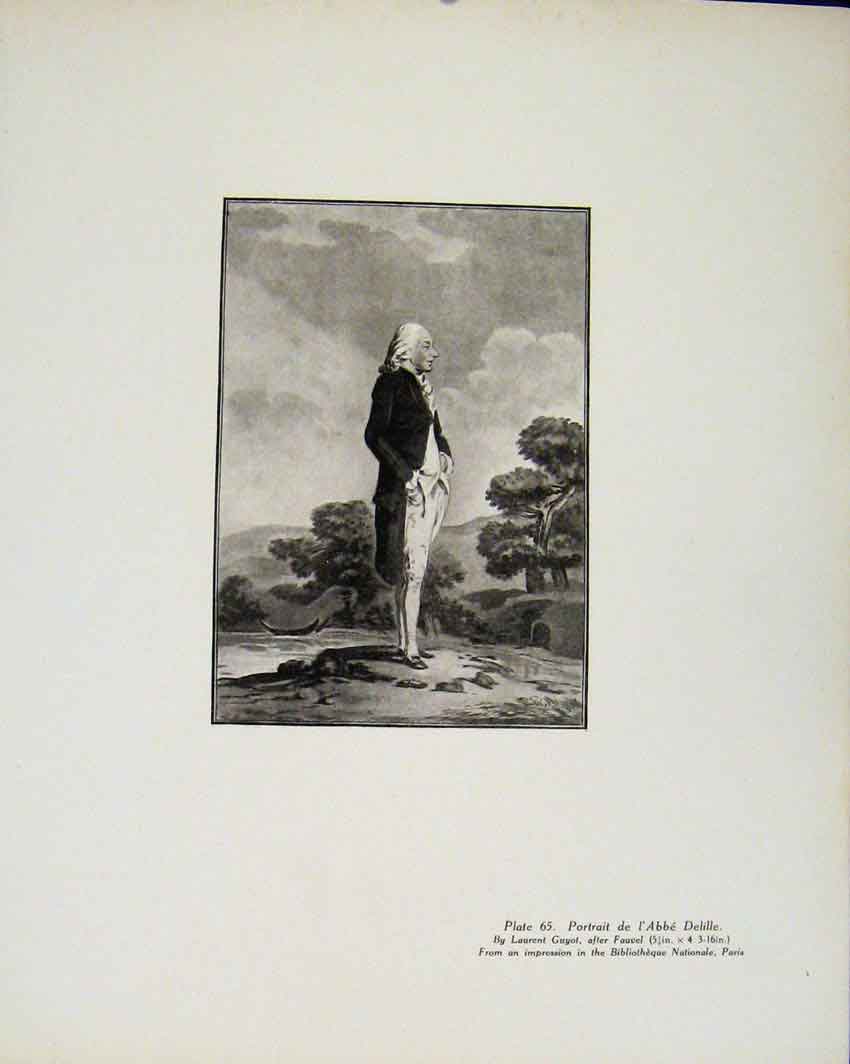 Original Old Antique Print Portrait De Labbe Delille Limited Edition Art