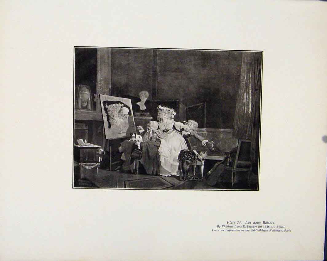 Original Old Antique Print Les Deux Baisers Limited Edition Art