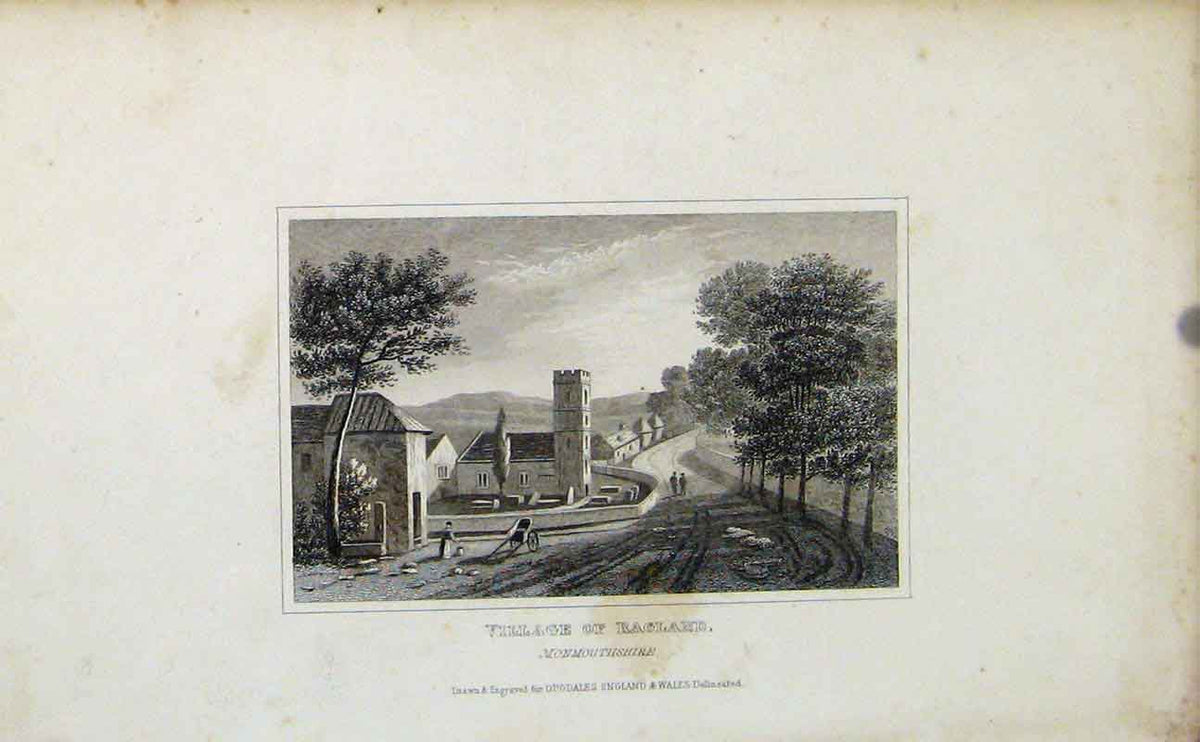 Original Old Antique Print Village Ragland Fine Art C1849 19th