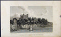 Original Old Antique Print Fine Art Rochester Castle Bridge C1849 Victorian