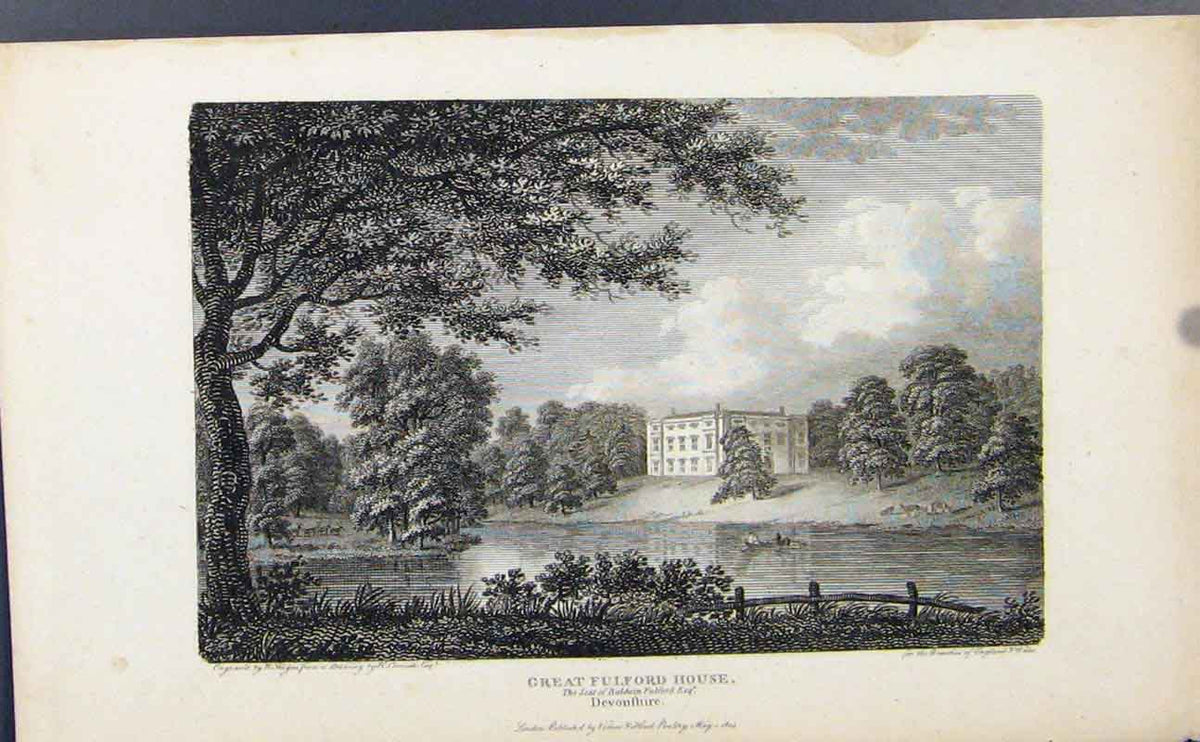 Original Old Antique Print Great Gulford House Devonshire England C1849 19th