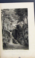 Original Old Antique Print Fine Art C1849 Lower Fall Rydal England Victorian