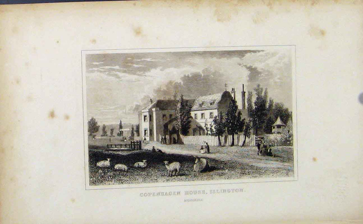 Original Old Antique Print Copenhagen House Islington Middlesex England 1849