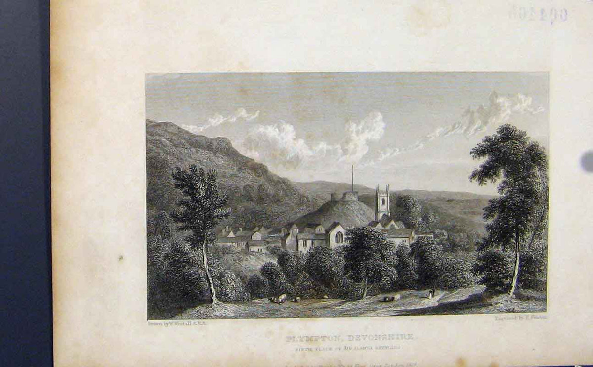 Original Old Antique Print Plymouth Devonshire Fine Art England