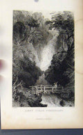 Original Old Antique Print Fine Art Cumberland England C1849 Airey Force 19th