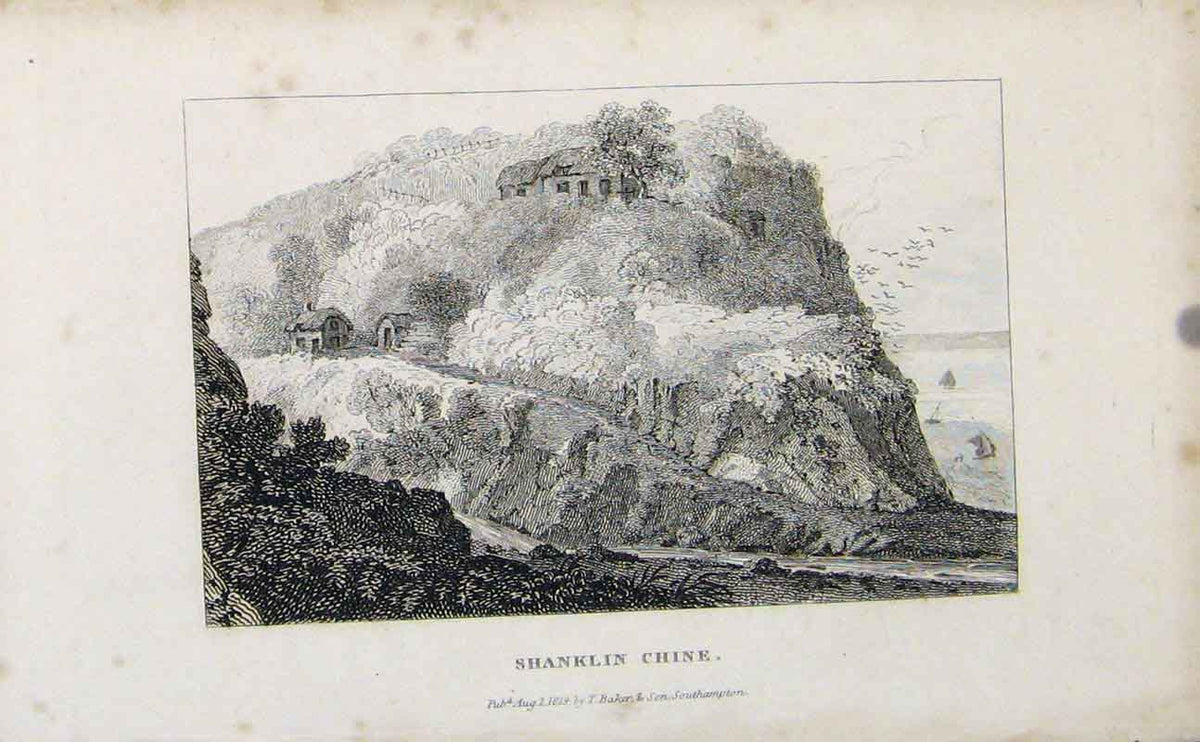 Original Old Antique Print Shanklin Chine C1849 Fine Art Engrave 19th