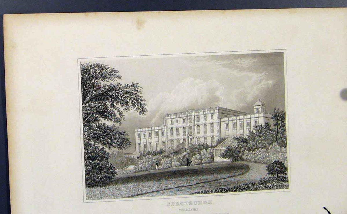 Original Old Antique Print Sprotbugh Yorkshire England C1849 Art 19th