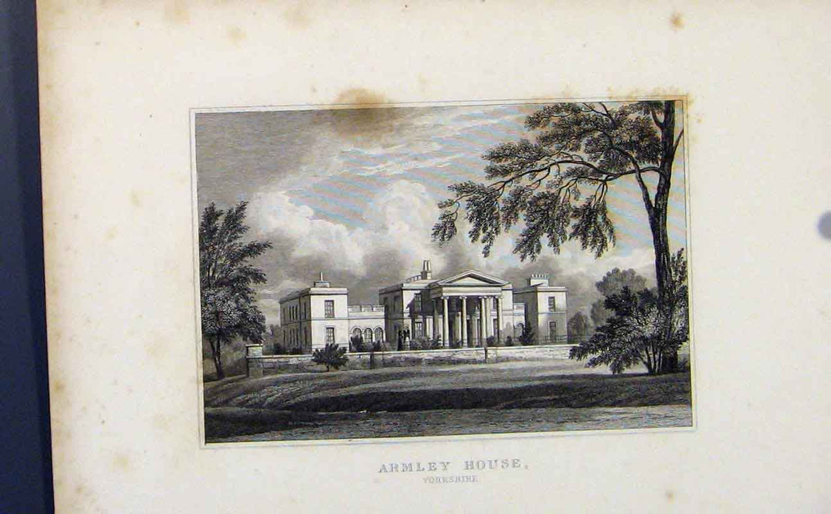 Original Old Antique Print Armley House England C1849 Fine Art York Victorian