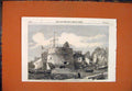 Original Old Antique Print Tower St Francis Havre Harbour Demolition 1861 19th