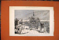 Original Old Antique Print Naval Manoeuvres Longships Ships Sea Navy 1888 19th
