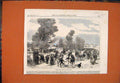 Original Old Antique Print Agricultural Show Cheltenham Gloucester 1867 19th