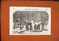 Original Old Antique Print Bear Hunting Russia Hunt 1856 19th Century