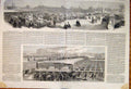 Original Old Antique Print 1861 Cattle Market Derby Birkenhead Woodside Ferry