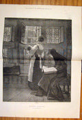 Original Old Antique Print 1878 Sunday Morning Alma-Tadema Lady Baby Fine Art