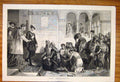 Original Old Antique Print Suppliants Long Priest Gentleman People Fine Art