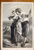 Original Old Antique Print Hay Sun Chester Farmer Lady Haystack Farm Fine Art