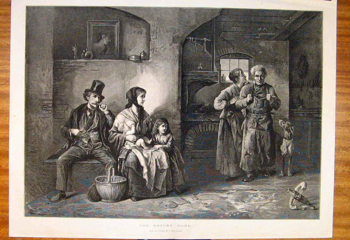 Original Old Antique Print Return Home Friedlander Fine Art