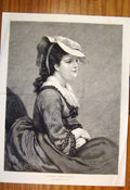 Original Old Antique Print Sweet Sevventeen Lady Girl Leslie Portrait Fine Art