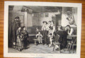 Original Old Antique Print Singing Bread Delfragger Family Children Fine Art