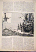 Original Old Antique Print Naval Manoeuvres Admiral Baird Fleet Ships 1889 19th