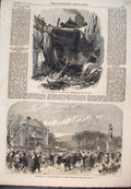 Original Old Antique Print Ruins Building Bow Manchester Salford Life-Boat 1868
