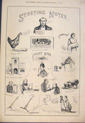 Original Old Antique Print Sporting Notes Sketches Sport Cricket 1879 Victorian