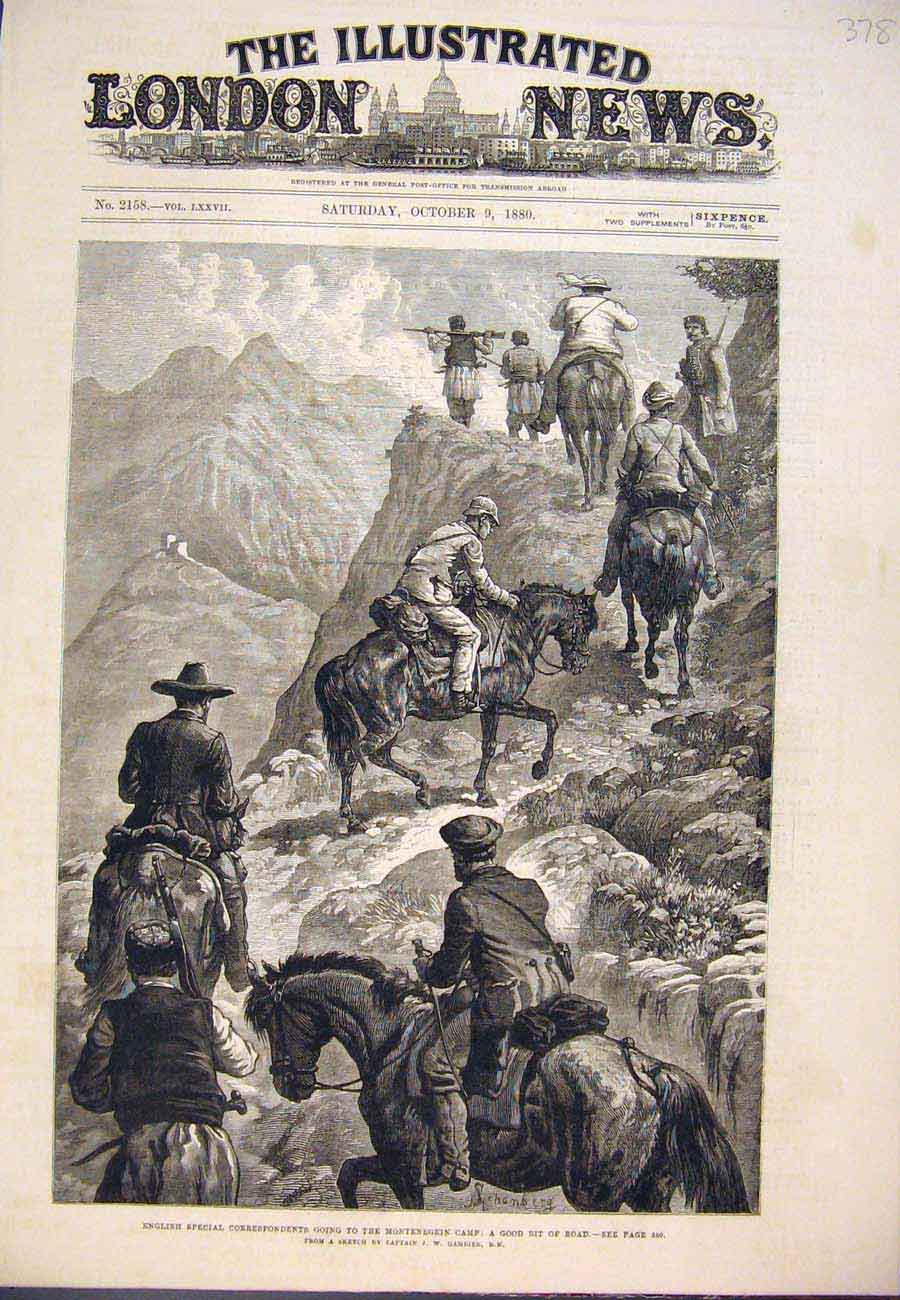 Original Old Antique Print Montenegran Camp Gambier English Correspondents 1880