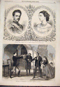 Old Antique Print Prince Humbertitaly Margaret Savoy Adelphi Theatre 1868 19th