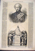 Original Old Antique Print Wetherall Governor Monument Brodie Glasgow 1868 19th