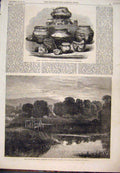 Original Old Antique Print Roman Relics Derbyshire Turner Medal Goodall Art 1868