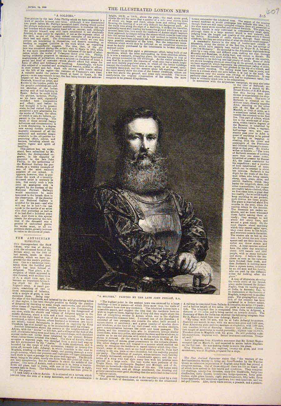 Original Old Antique Print Sier Portrait Phillip Fine Art 186 19th