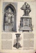 Original Old Antique Print Organ Bomboay Cathedral Brussels Egmont Horn 1865