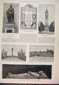 Original Old Antique Print Statue Frere Soudan War Clock Crewe Worcester 1888