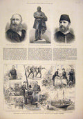 Original Old Antique Print Bromley-Davenport Vaughan Bey Bristol Artillery 1884