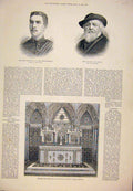 Original Old Antique Print Portrait Ford Horne Afghan War Memorial Bombay 1884