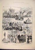 Original Old Antique Print 1893 Duke Duchess York Sketches Freedom City 19th