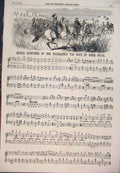 Original Old Antique Print 1854 March Music Score Sheet Omer Pacha Victorian