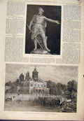 Original Old Antique Print 1888 Statue Wallace Aberdeen Marble Palace Potsdam