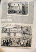 Old Antique Print 1861 Gaslight Apparatus Ball Mansion House Mayor Dublin 19th