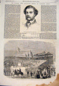 Original Old Antique Print 1861 Jopiling Rifle Association Wibledon Common Stand