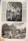 Original Old Antique Print 1861 Church Euston St Pancras London Aviary Windsor