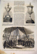 Old Antique Print 1861 Challenge Cup Rifle Berners Agricultural Islington 19th