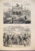 Original Old Antique Print American Centennial Exhibition Grant Procession 1876