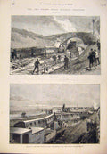 Original Old Antique Print 1880 Railway Disaster Wennington Train Wreck Berwick