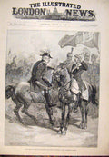 Original Old Antique Print 1889 Duke Cambridge German Emperor Aldershot Review