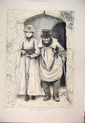 Original Old Antique Print 1885 At His Gates Gunning King Man Lady Fine Art 19th
