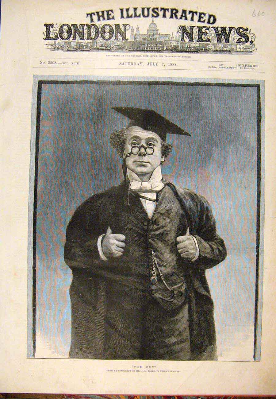 Original Old Antique Print 1888 The Don Toole Photograph Character Actor 19th