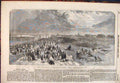 Original Old Antique Print 1856 Naval Review Promenade Southsea Common Read 19th
