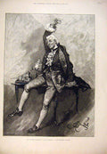 Original Old Antique Print 1887 Portrait Wyndham David Garrick Criterion Theatre