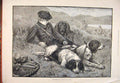 Original Old Antique Print 1887 Keeper'S Boy Foster Shooting Hounds Dogs Birds